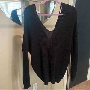 Twisted back black sweater